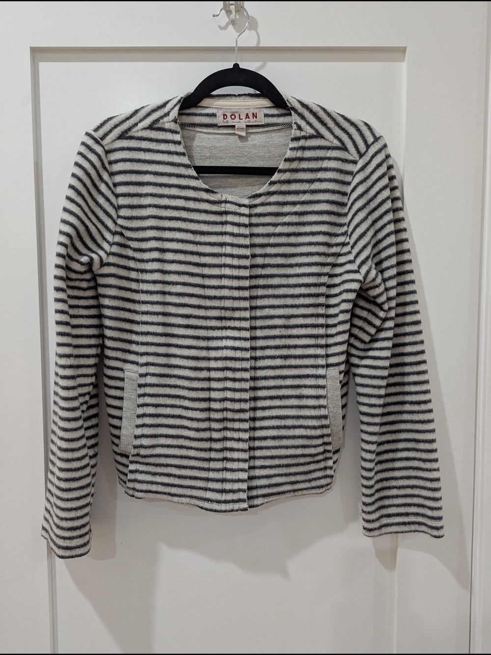 dolan Black & White Striped Knit Blazer